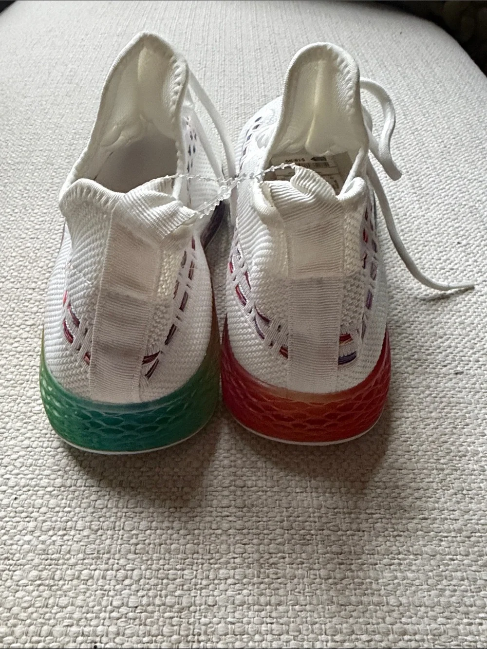 Wanted White Knit Sneakers with Rainbow Accents